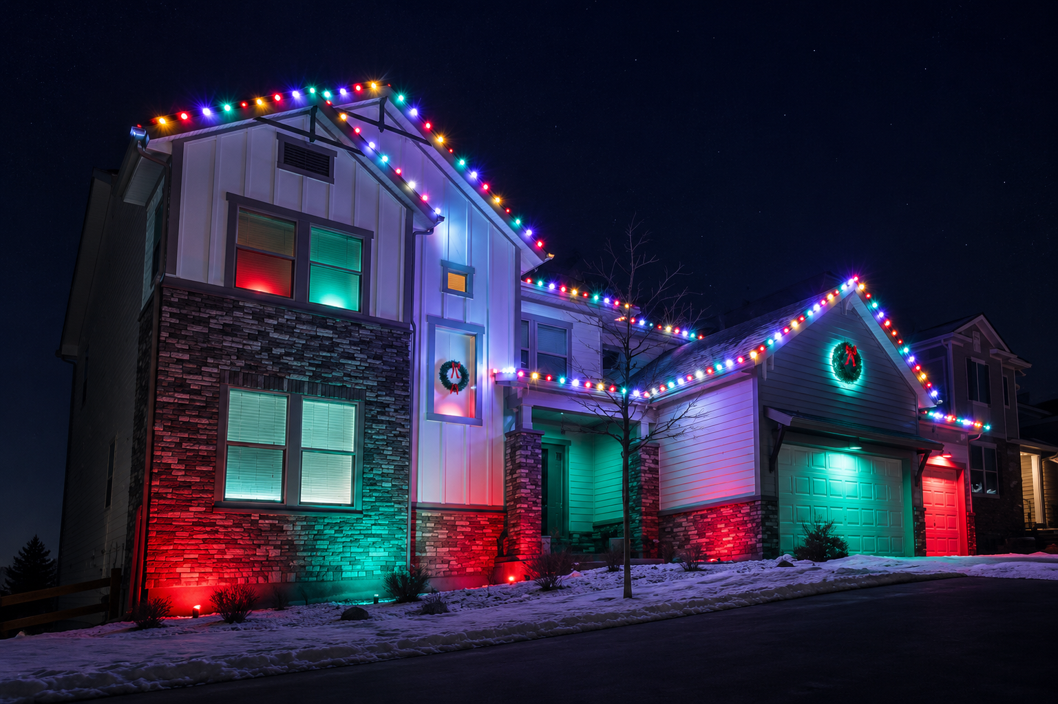 Pristine Pane Pros Christmas Lights install near Apex